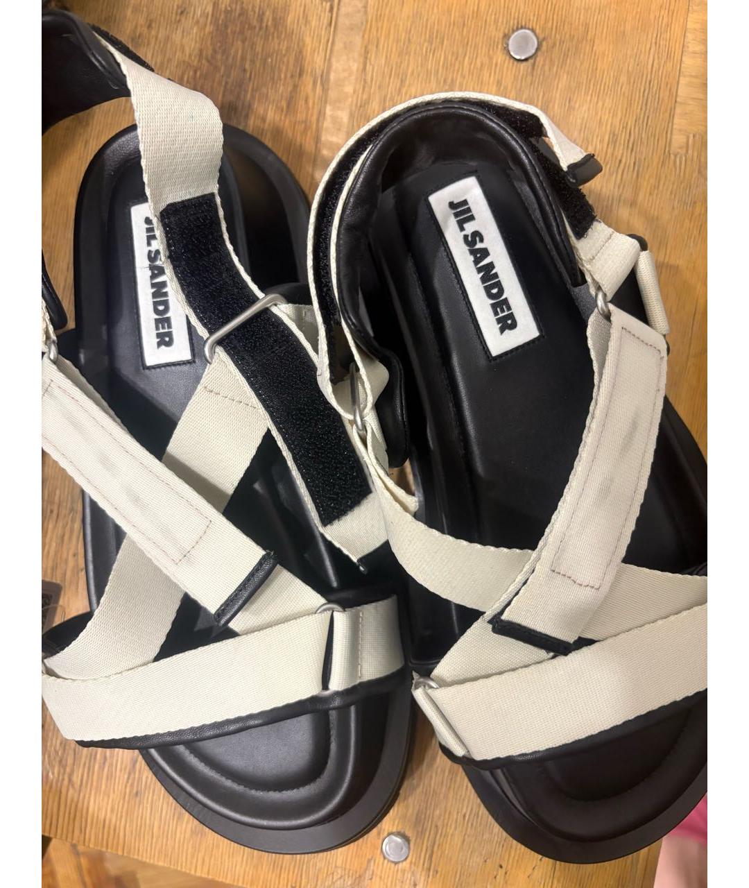 JIL SANDER Белые кожаные сандалии, фото 4