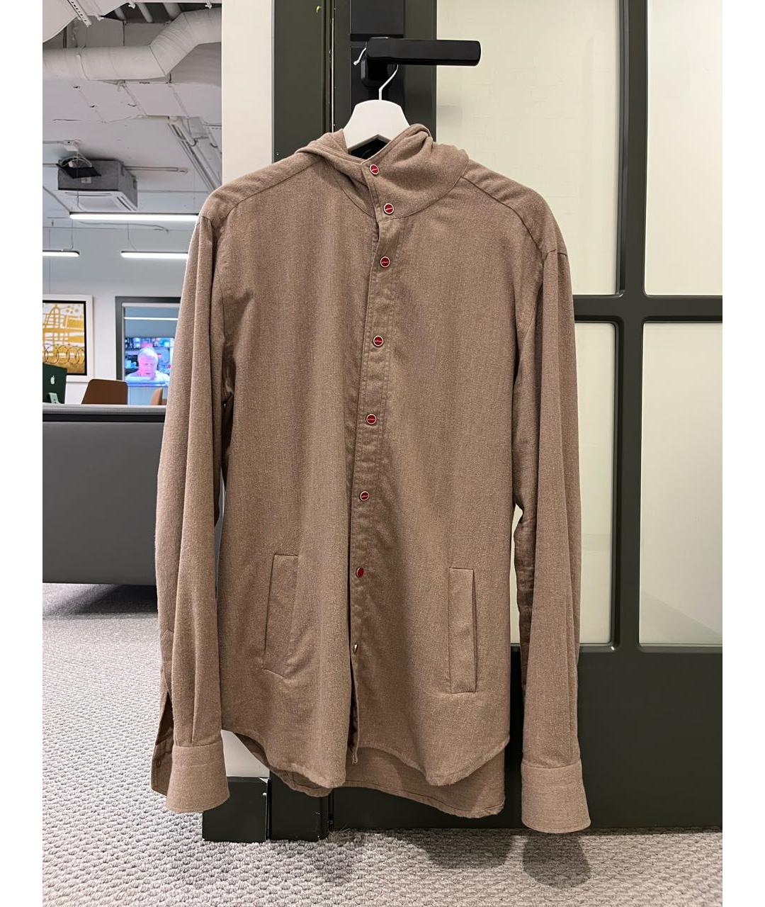 KITON Бежевая хлопковая кэжуал рубашка, фото 9