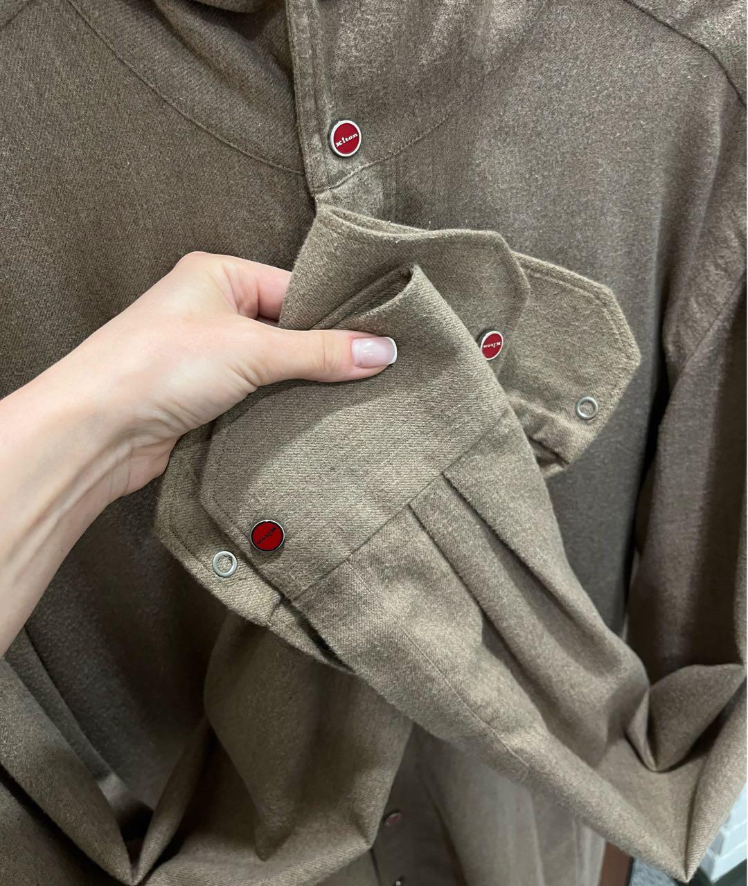 KITON Бежевая хлопковая кэжуал рубашка, фото 4