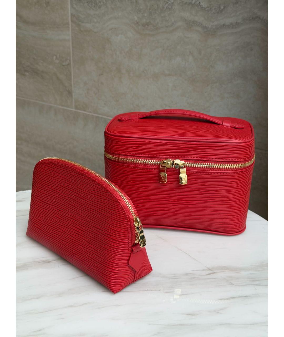 LOUIS VUITTON Красная кожаная косметичка, фото 5