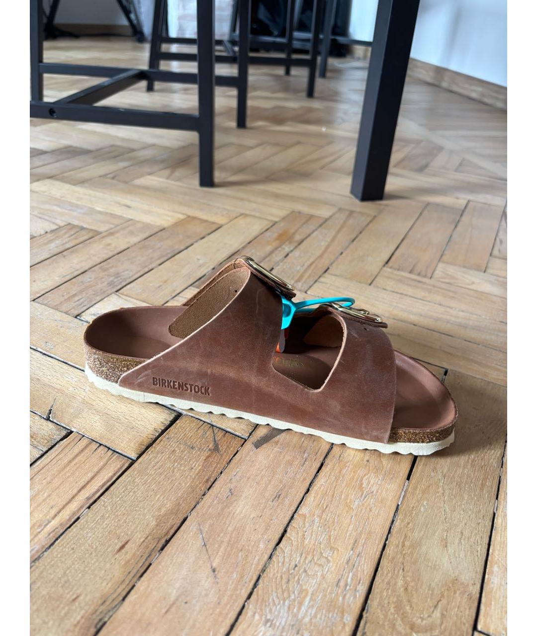 BIRKENSTOCK Коричневые замшевые шлепанцы, фото 6