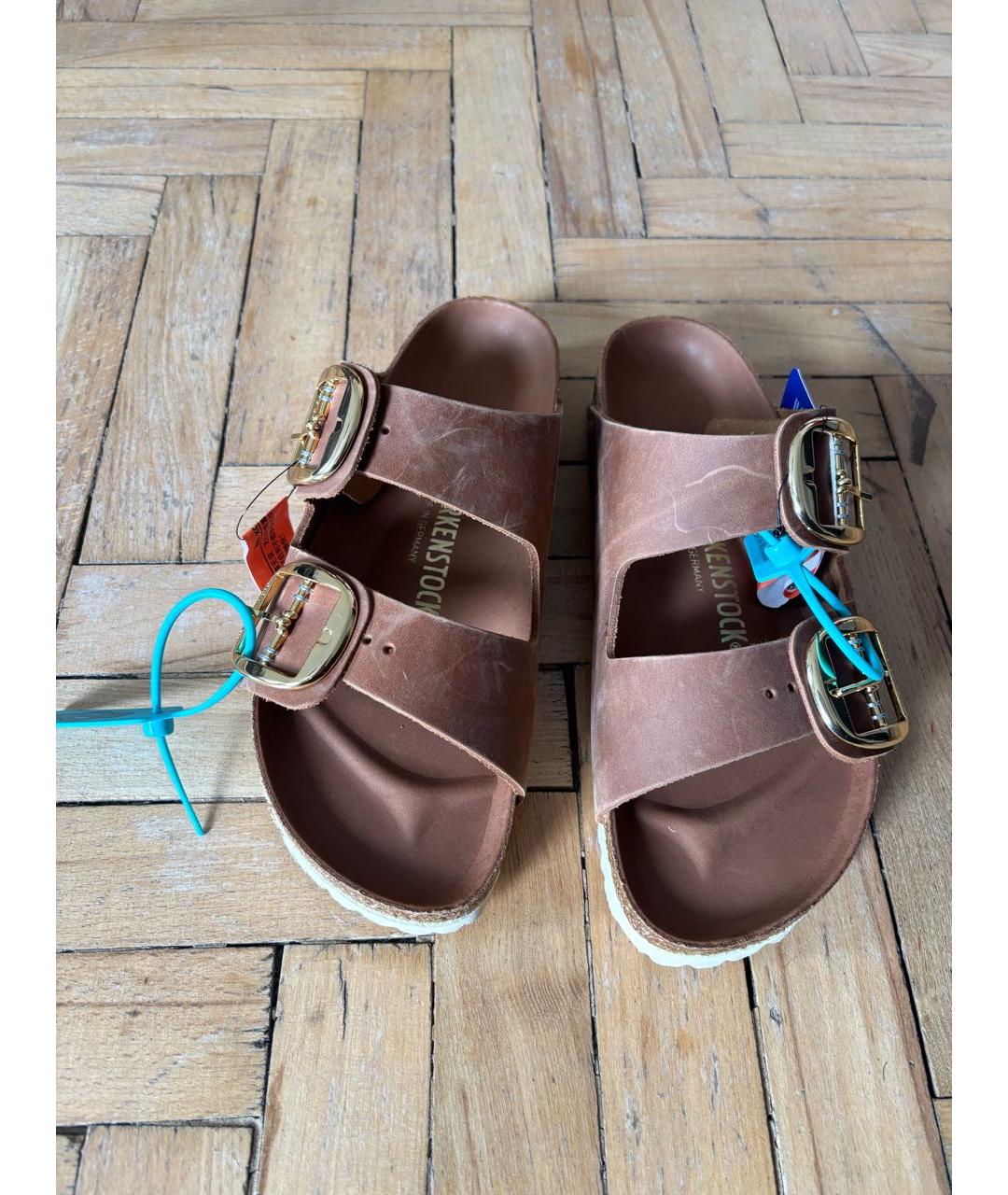 BIRKENSTOCK Коричневые замшевые шлепанцы, фото 2
