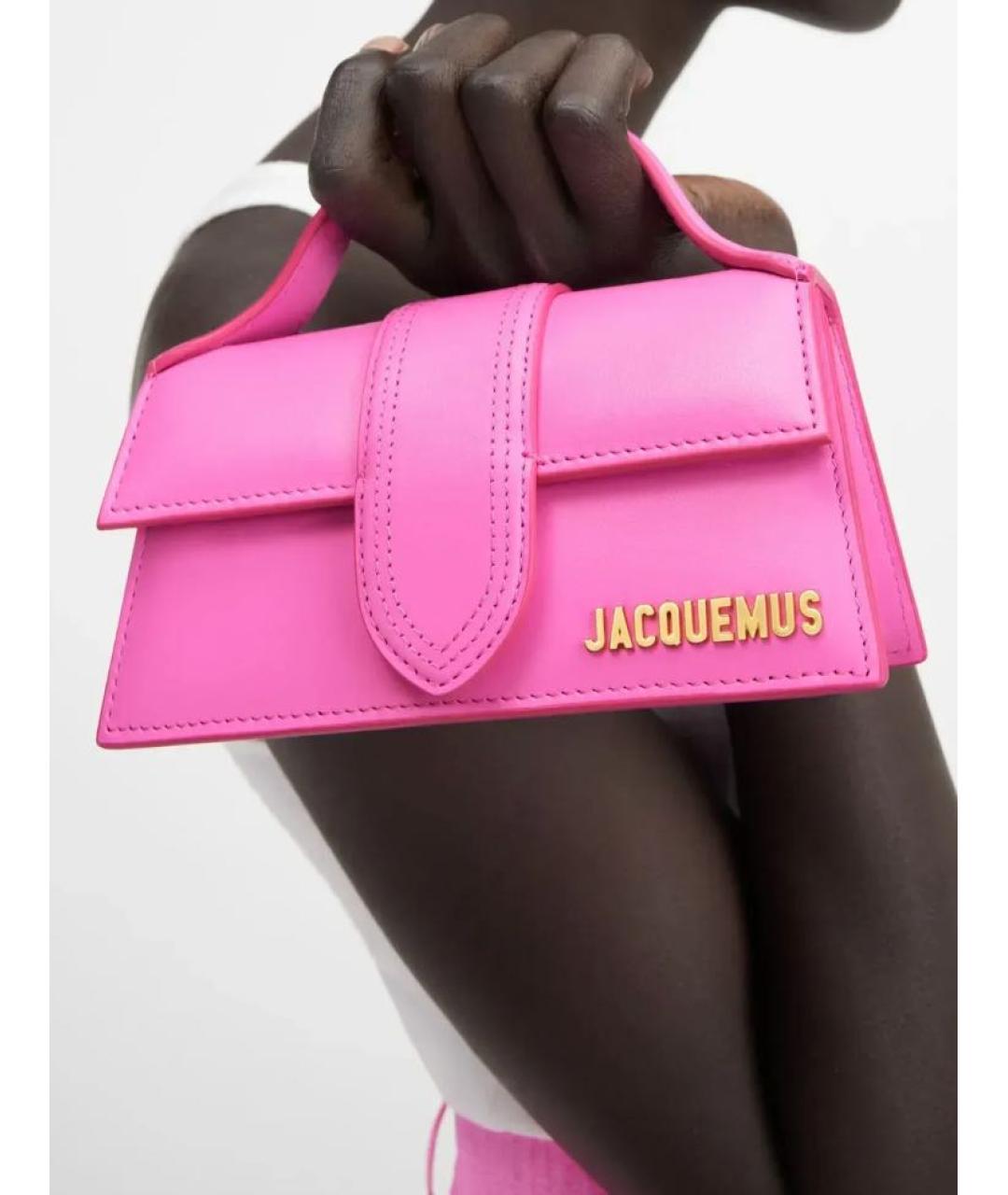 JACQUEMUS Розовая кожаная сумка через плечо, фото 4
