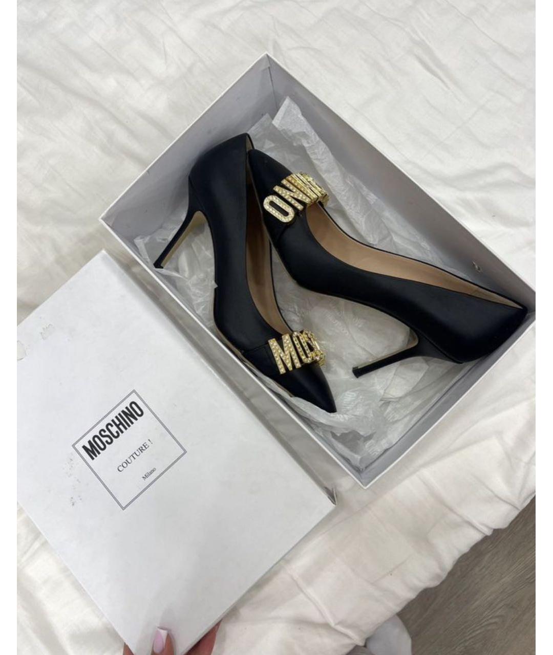MOSCHINO Черные кожаные туфли, фото 6