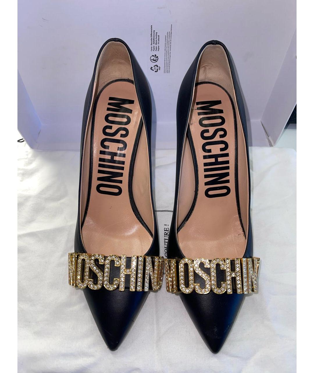 MOSCHINO Черные кожаные туфли, фото 2