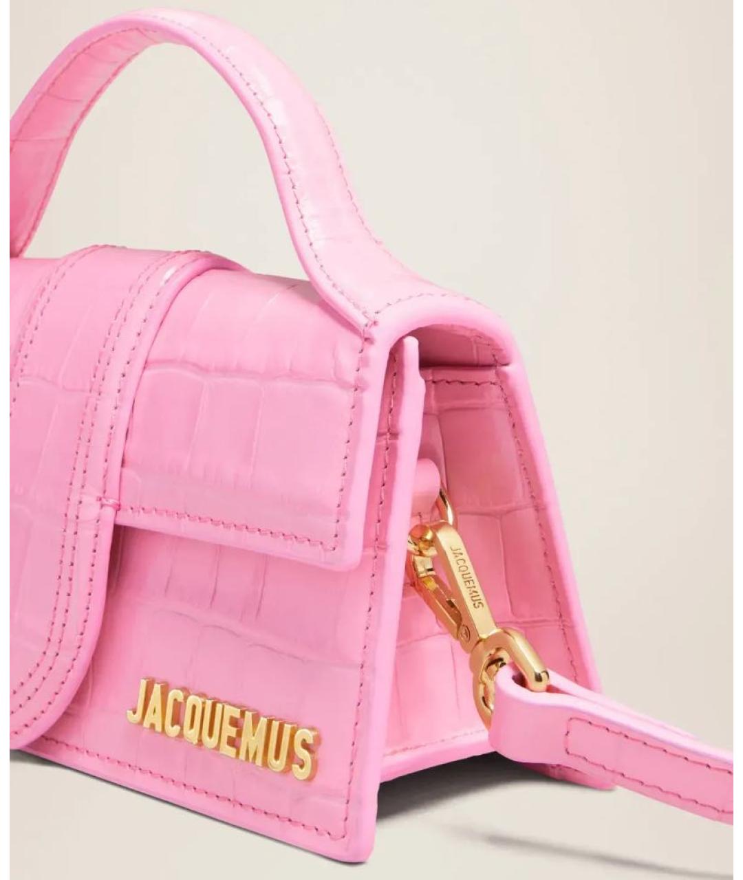 JACQUEMUS Розовая кожаная сумка через плечо, фото 2