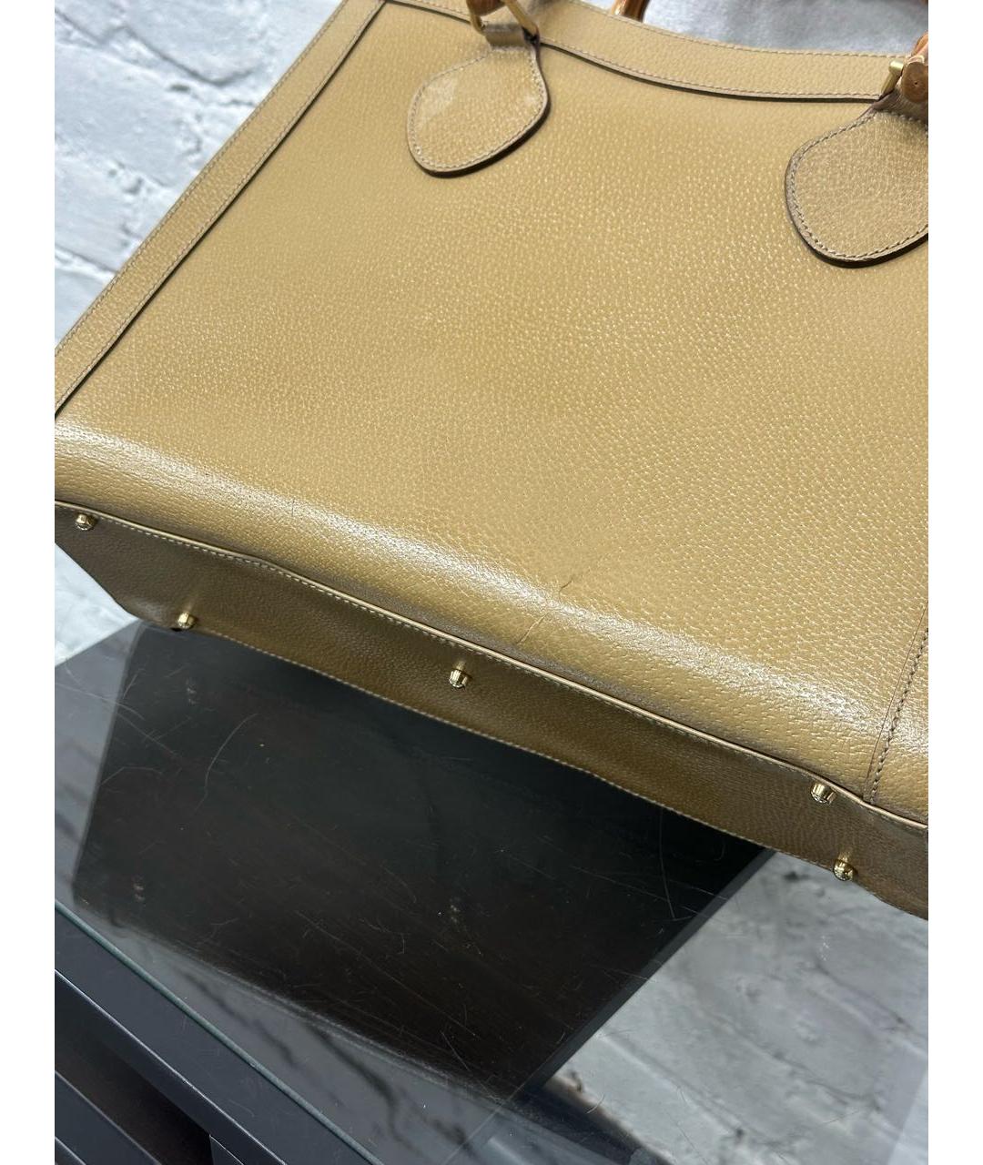 GUCCI Бежевая кожаная сумка с короткими ручками, фото 7