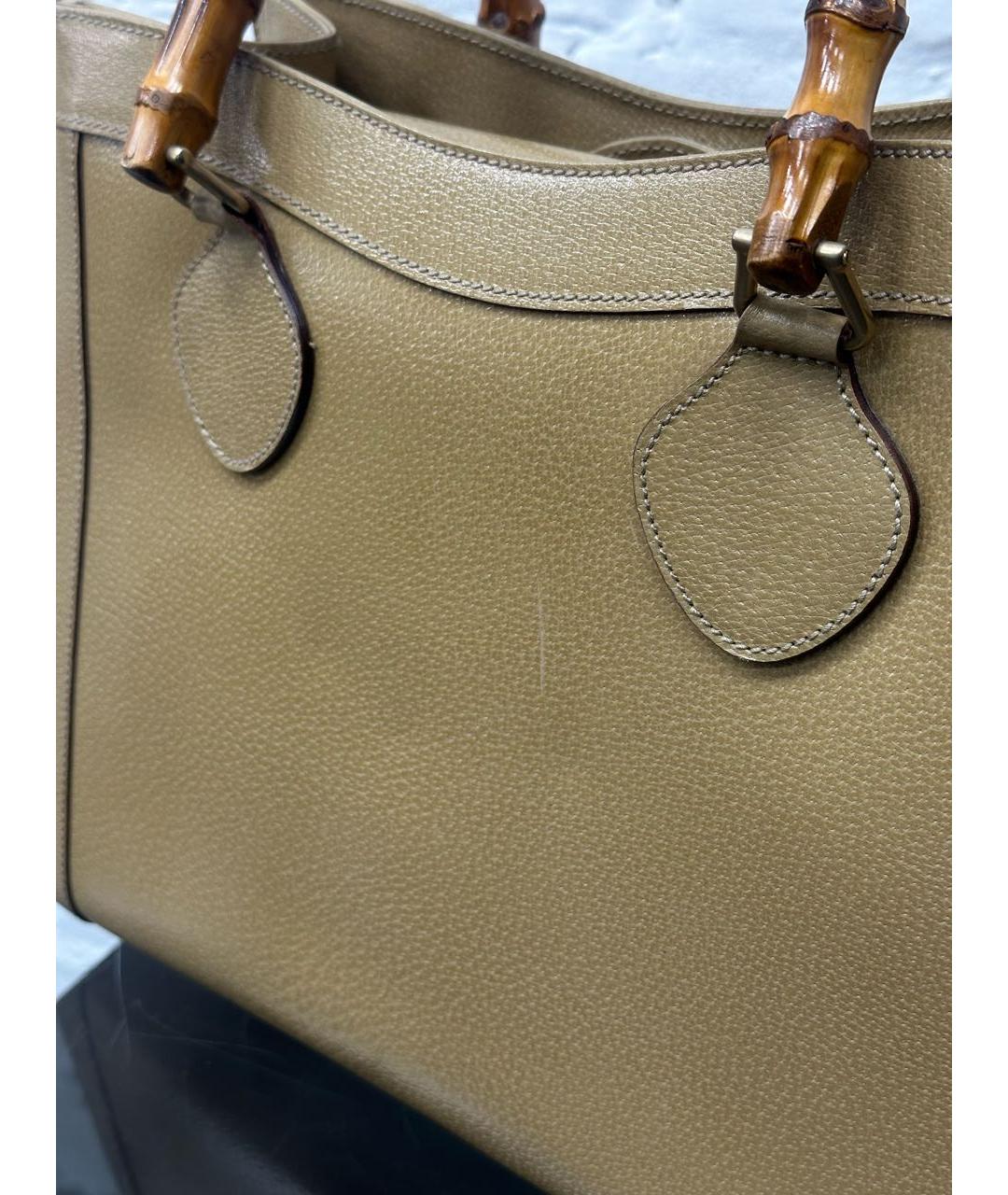 GUCCI Бежевая кожаная сумка с короткими ручками, фото 5