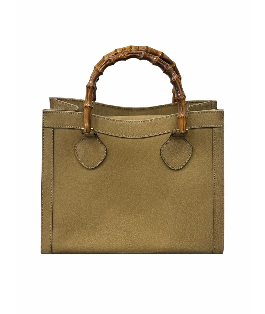 GUCCI Бежевая кожаная сумка с короткими ручками, фото 1