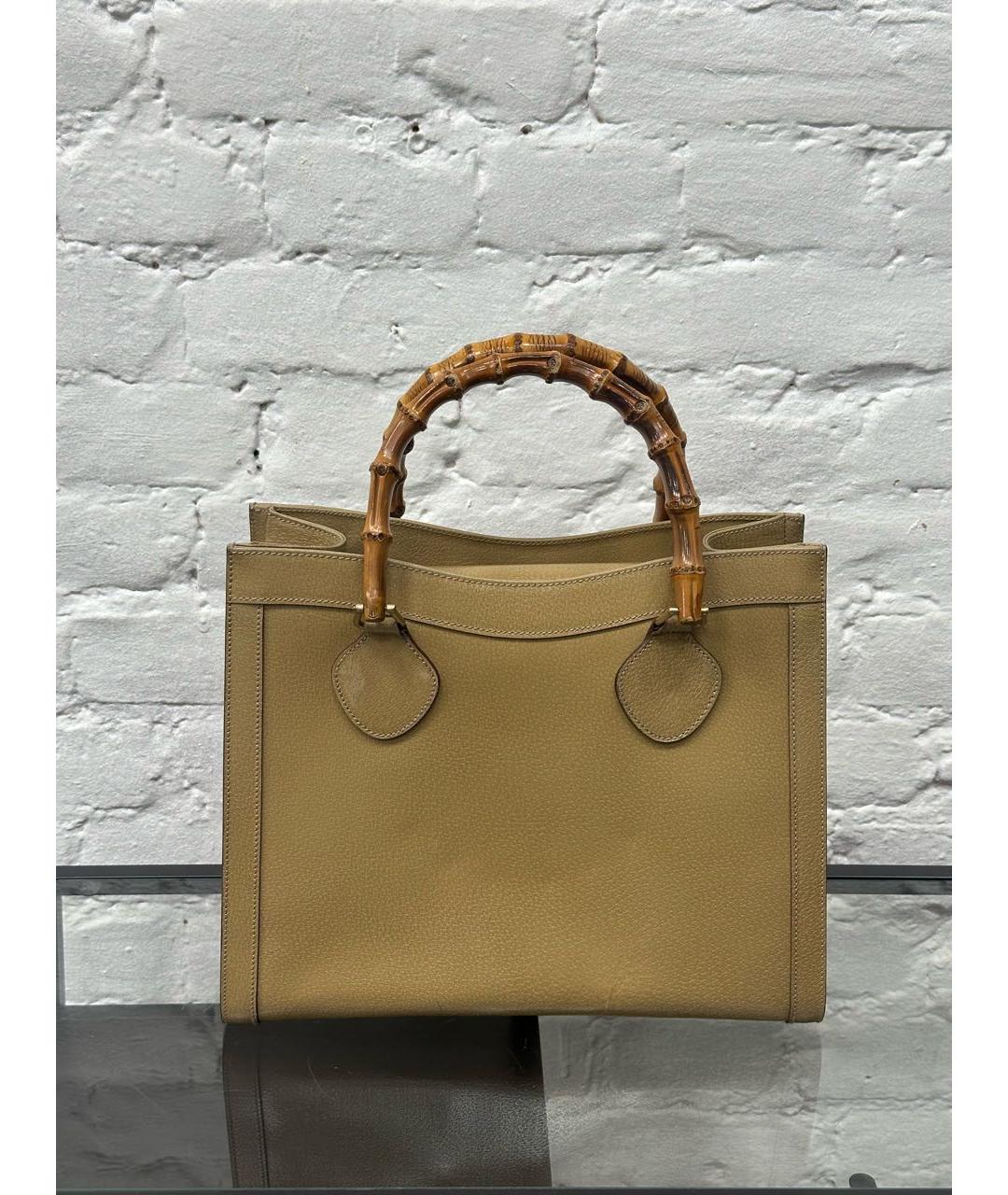 GUCCI Бежевая кожаная сумка с короткими ручками, фото 9