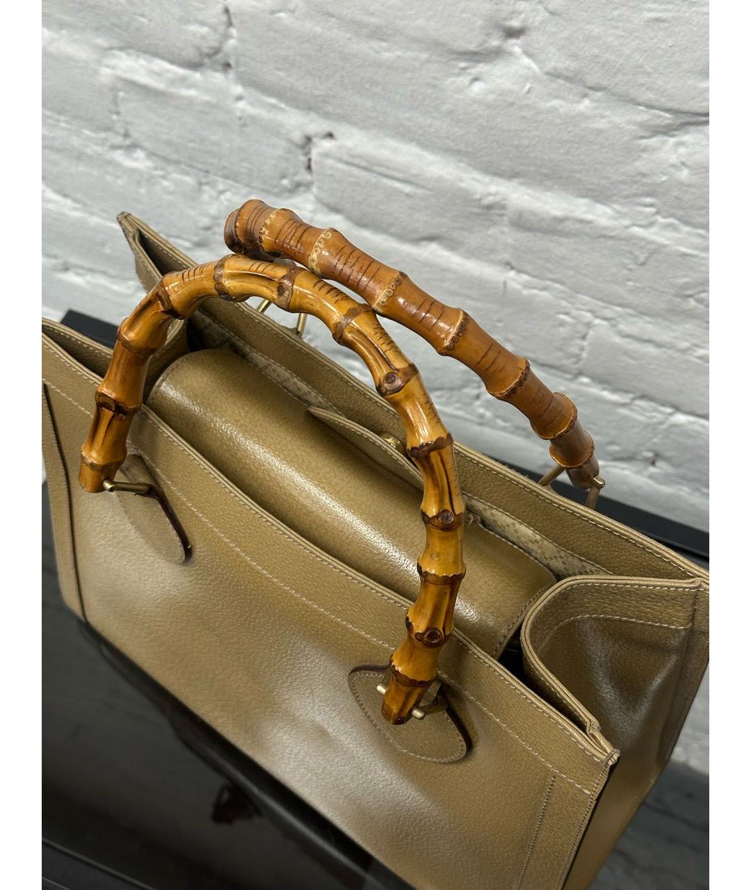 GUCCI Бежевая кожаная сумка с короткими ручками, фото 8