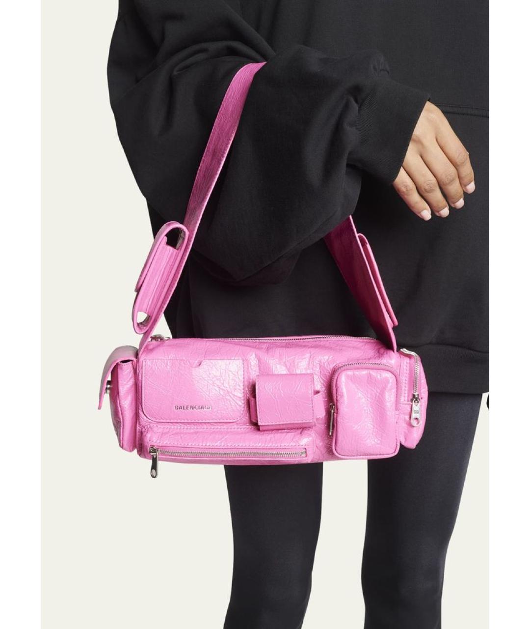 BALENCIAGA Розовая кожаная сумка через плечо, фото 5