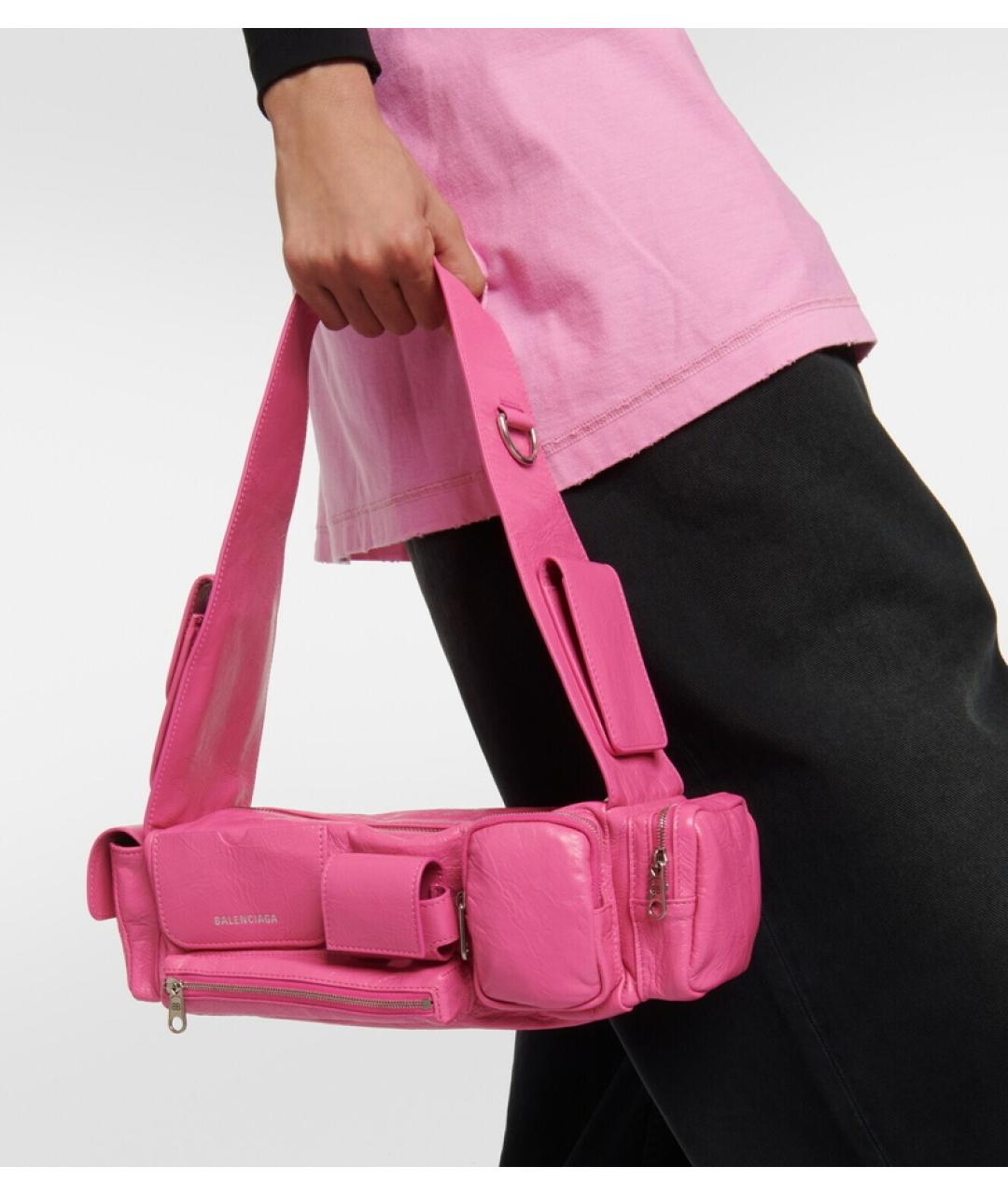 BALENCIAGA Розовая кожаная сумка через плечо, фото 9