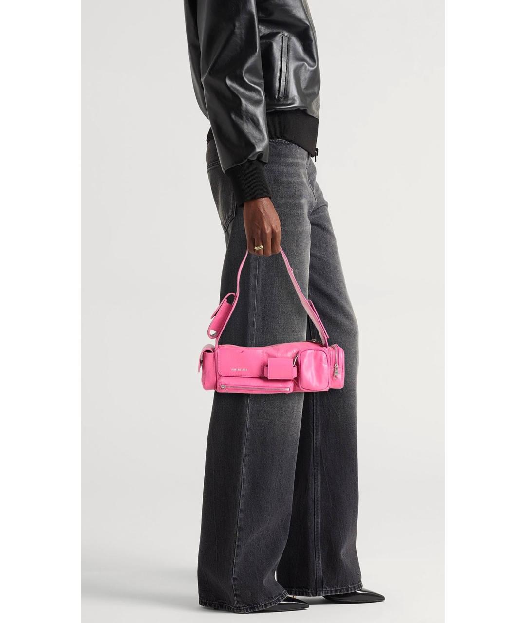BALENCIAGA Розовая кожаная сумка через плечо, фото 8