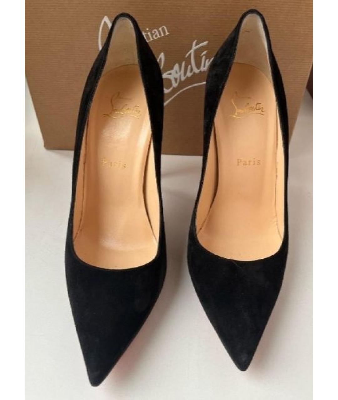 CHRISTIAN LOUBOUTIN Черные замшевые туфли, фото 4