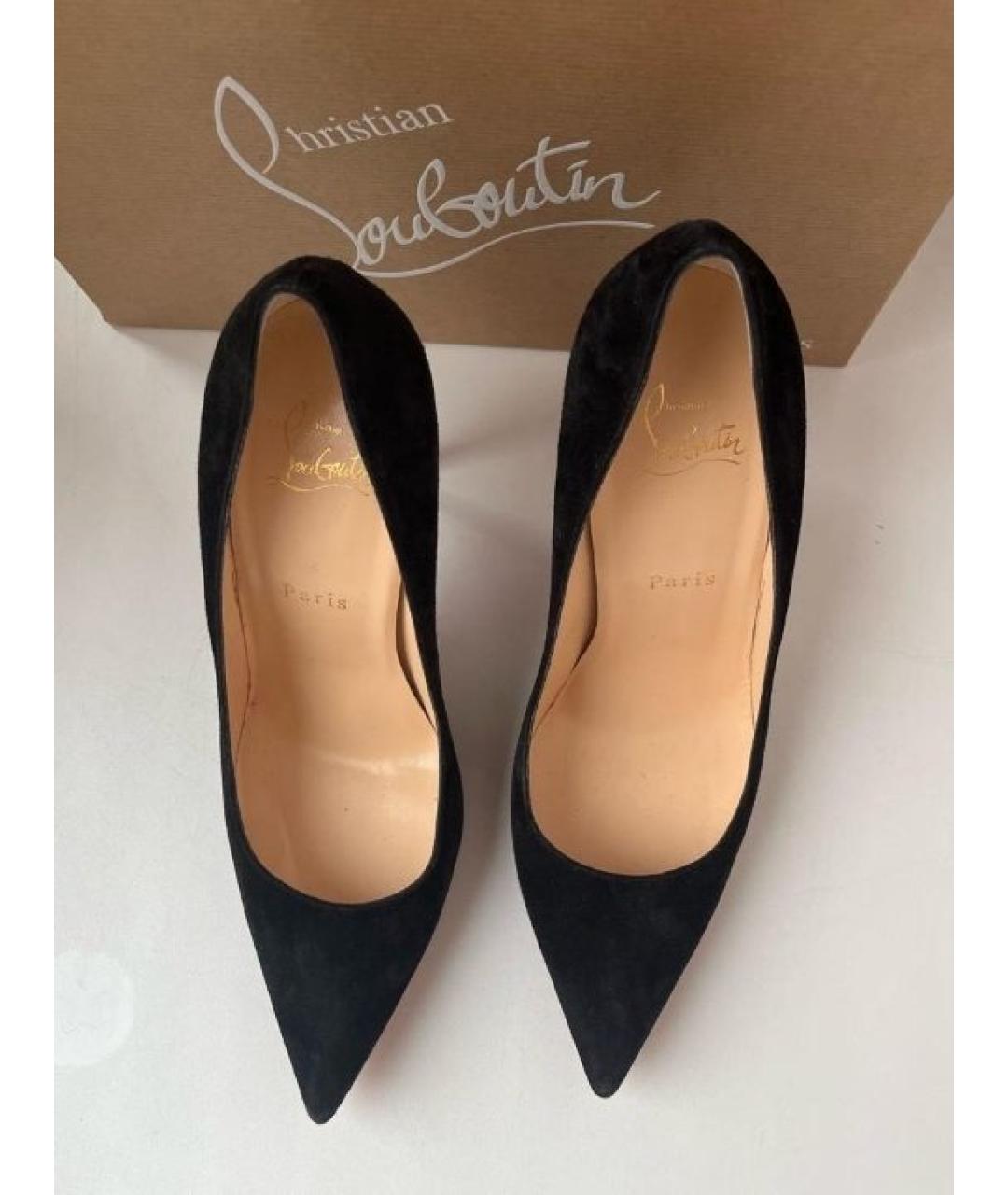 CHRISTIAN LOUBOUTIN Черные замшевые туфли, фото 7