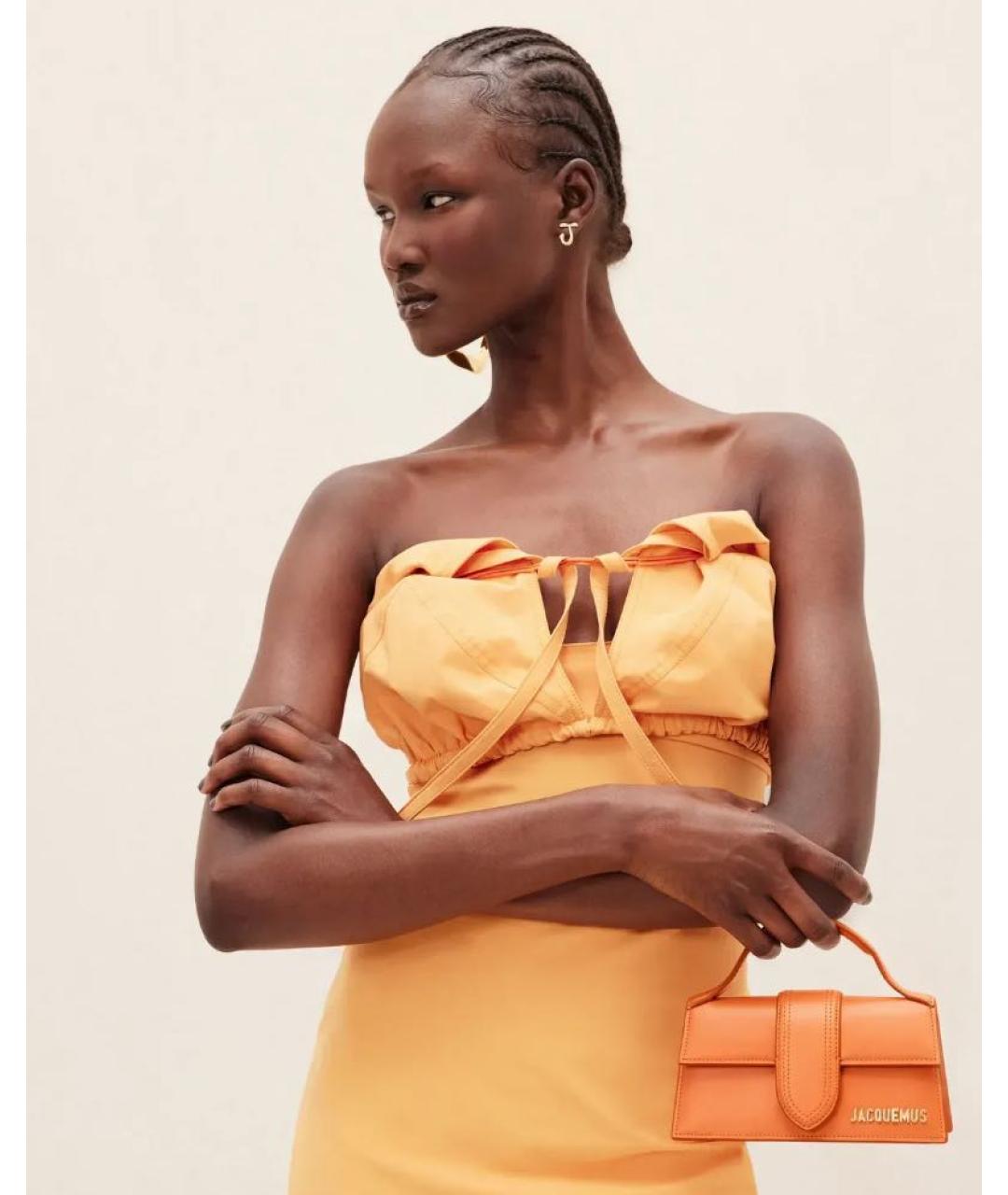 JACQUEMUS Оранжевая кожаная сумка через плечо, фото 8