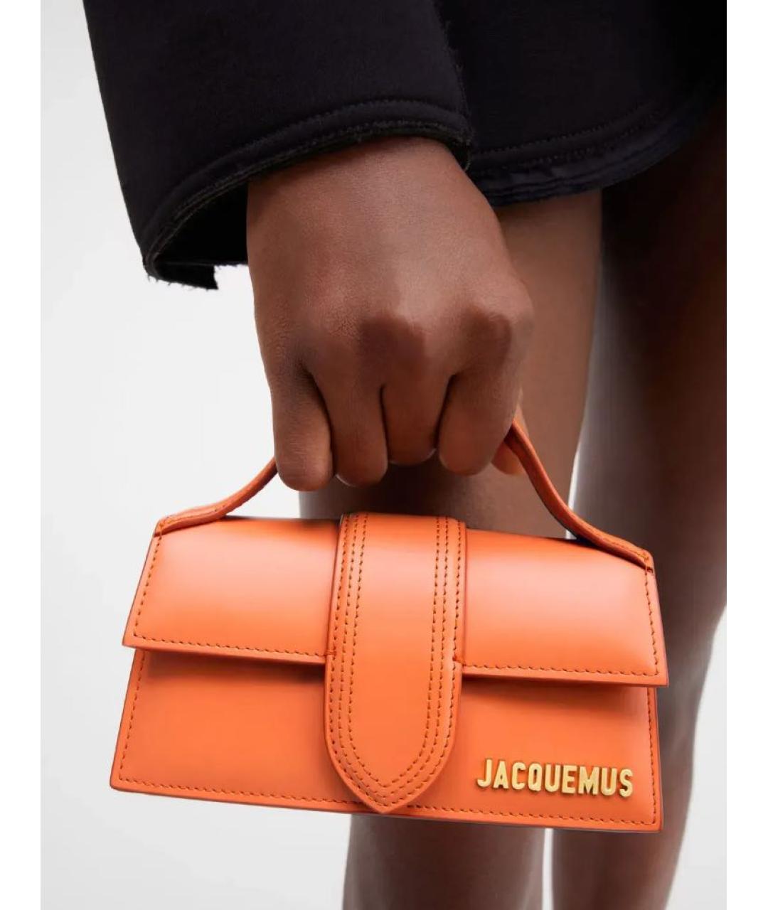 JACQUEMUS Оранжевая кожаная сумка через плечо, фото 4