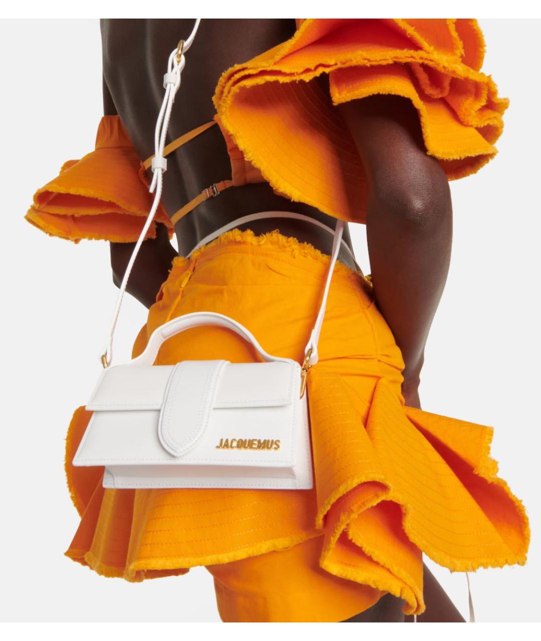 JACQUEMUS Белая кожаная сумка через плечо, фото 5