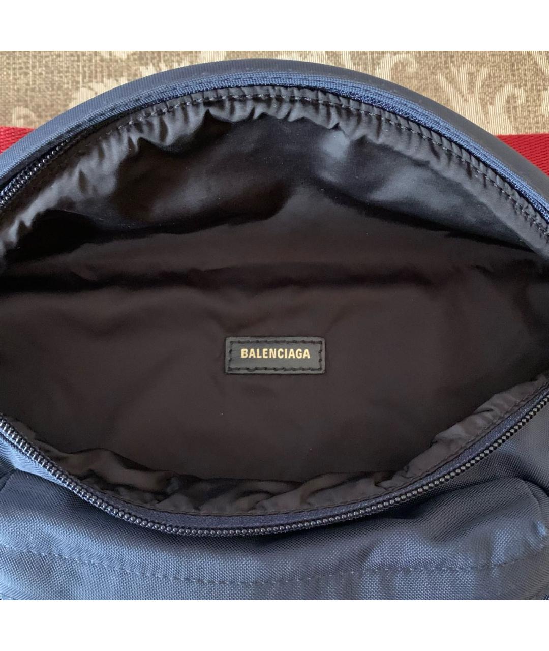 BALENCIAGA Темно-синяя синтетическая поясная сумка, фото 4