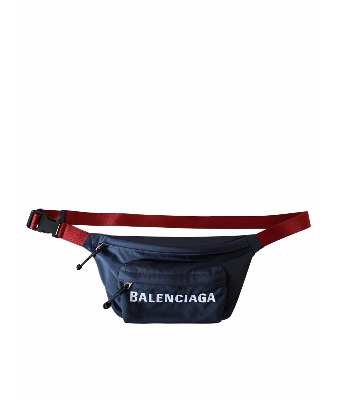 BALENCIAGA Темно-синяя синтетическая поясная сумка, фото 1