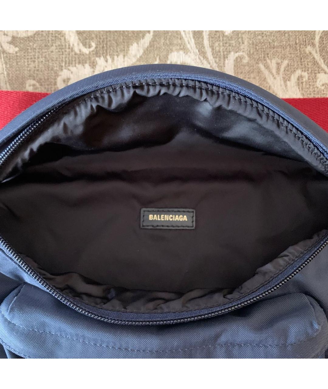 BALENCIAGA Темно-синяя синтетическая поясная сумка, фото 4