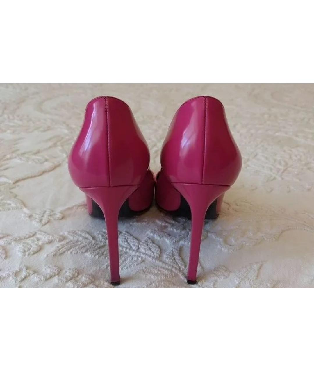 SAINT LAURENT Фуксия кожаные туфли, фото 5