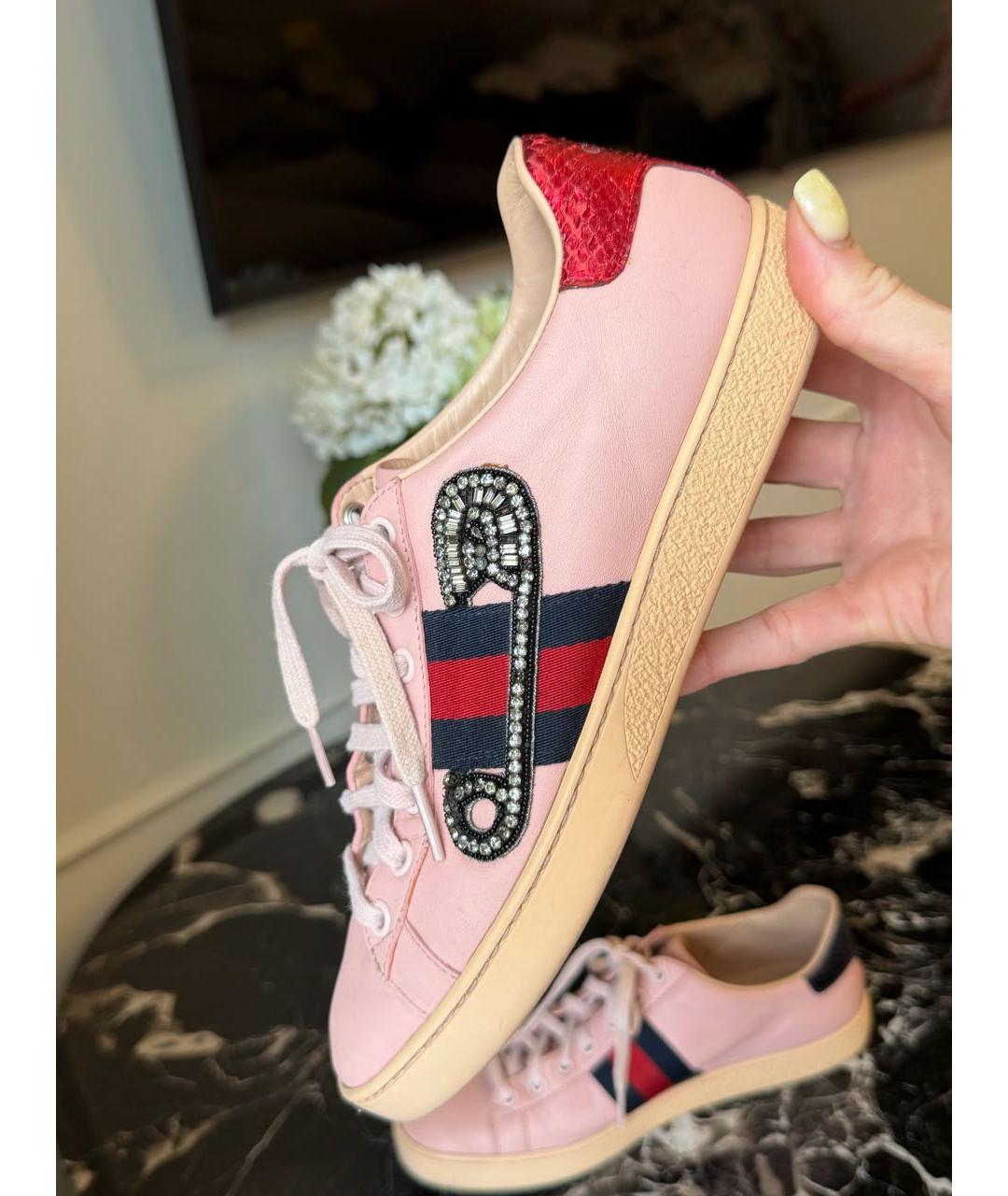 GUCCI Розовые кожаные кеды, фото 7