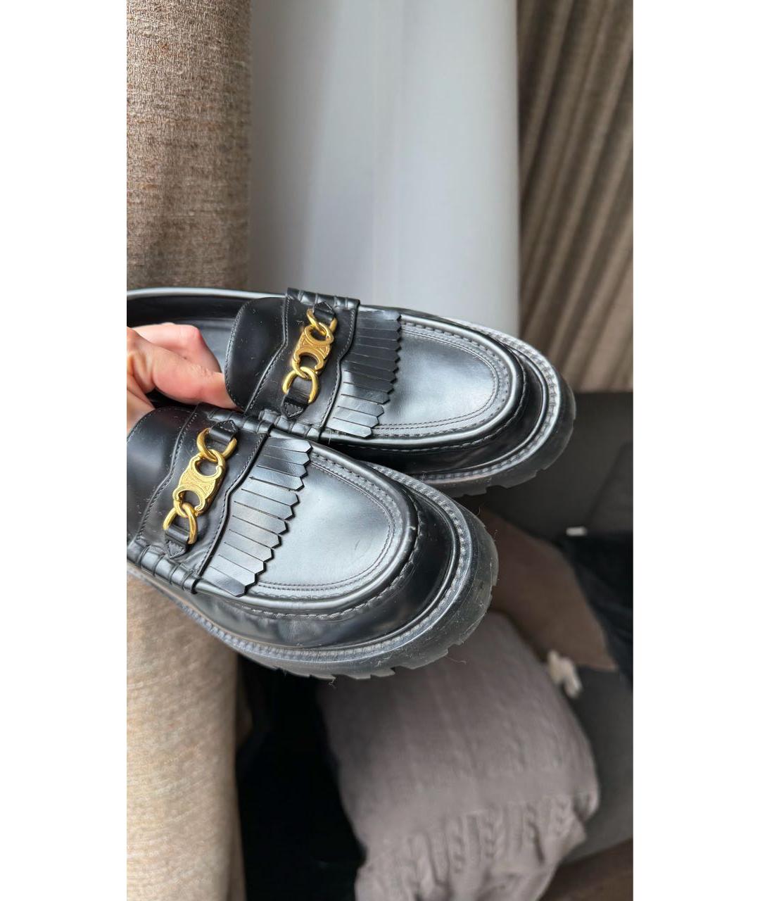 CELINE Черные кожаные лоферы, фото 4