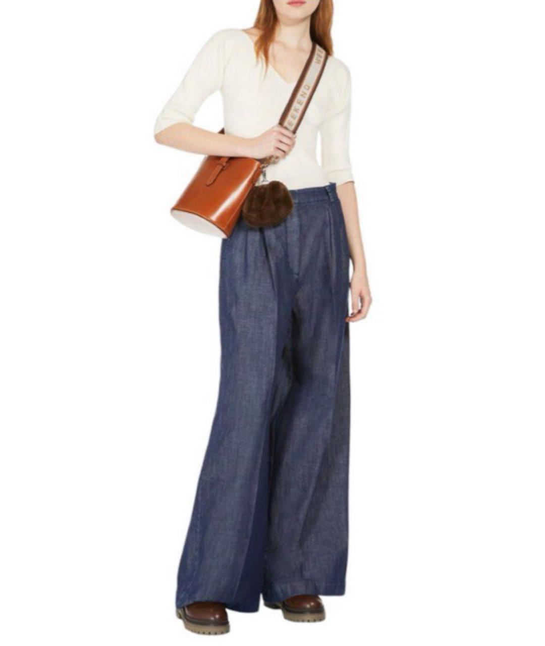 MAX MARA Темно-синие хлопковые джинсы клеш, фото 5
