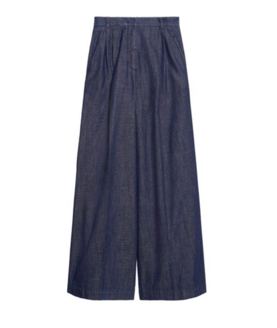 MAX MARA Темно-синие хлопковые джинсы клеш, фото 1