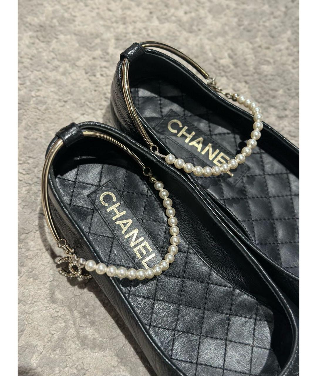CHANEL Черные кожаные туфли, фото 4