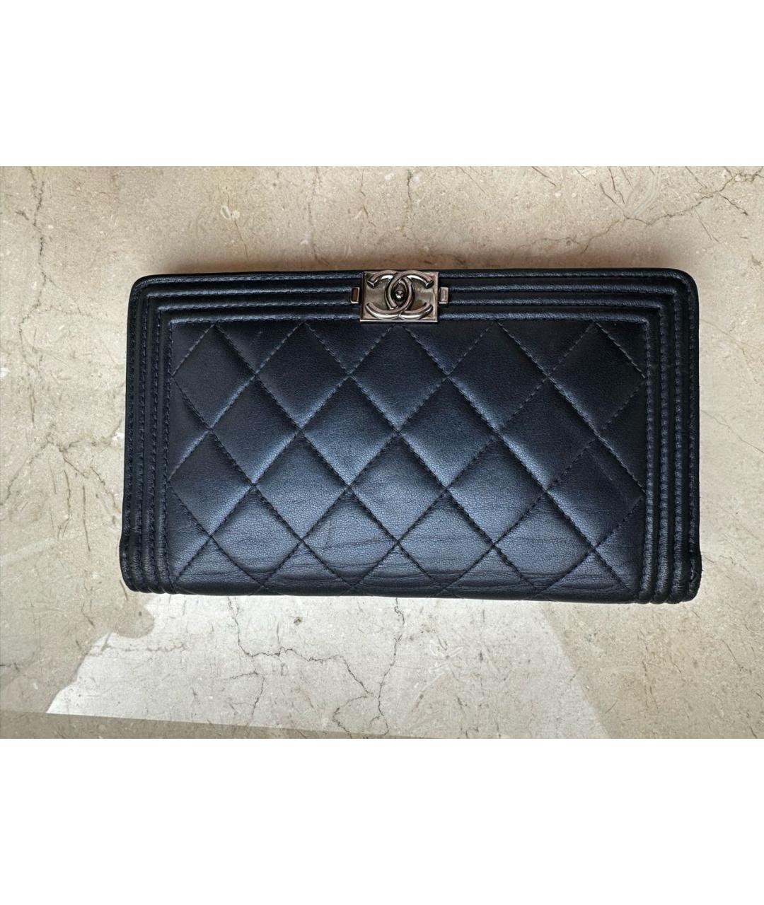 CHANEL Темно-синий кожаный кошелек, фото 5