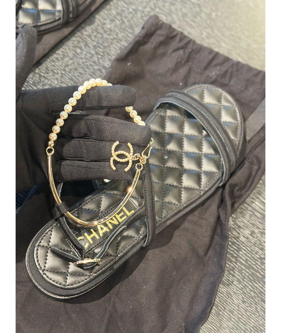 CHANEL Черные сандалии, фото 4