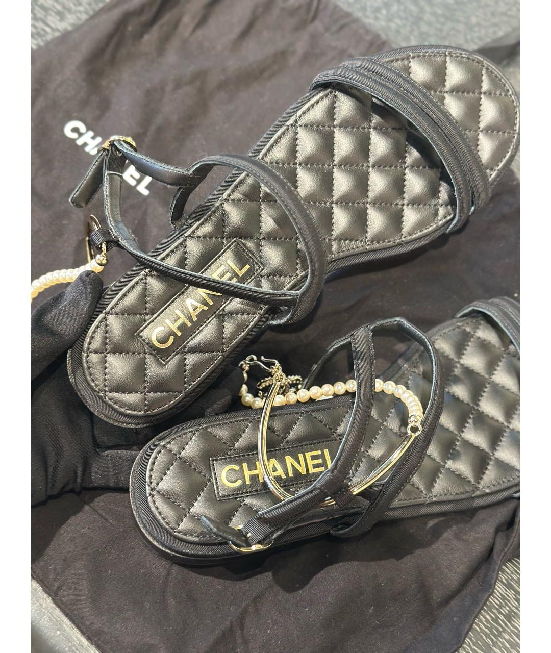 CHANEL Черные сандалии, фото 5