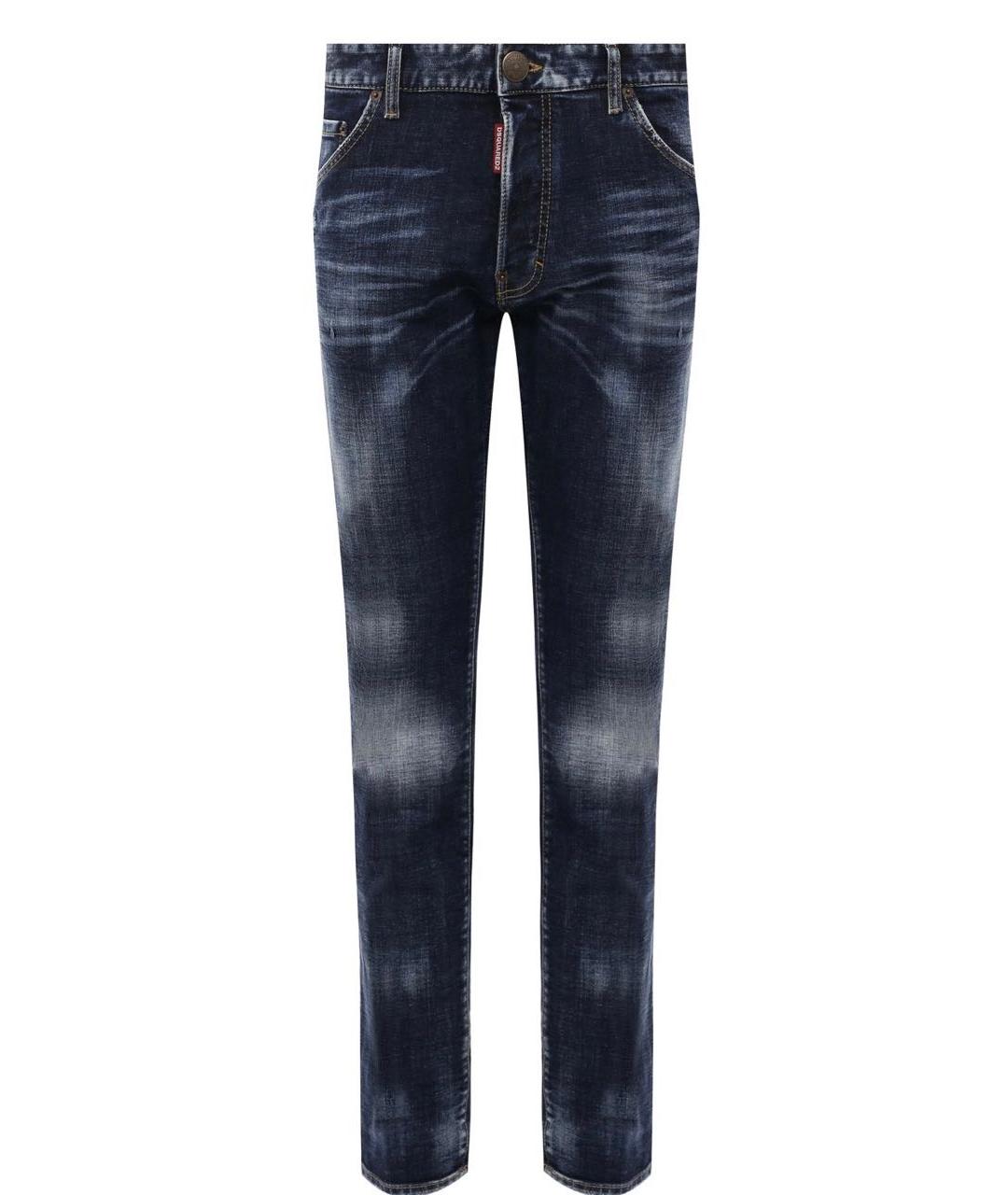 DSQUARED2 Темно-синие хлопко-эластановые джинсы скинни, фото 1