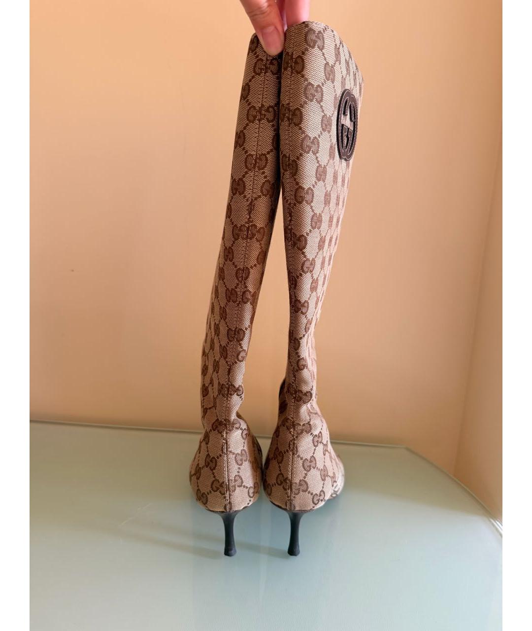 GUCCI Бежевые текстильные сапоги, фото 4