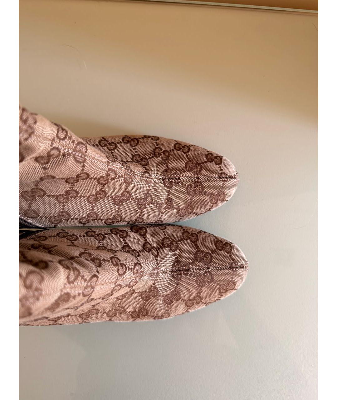 GUCCI Бежевые текстильные сапоги, фото 3