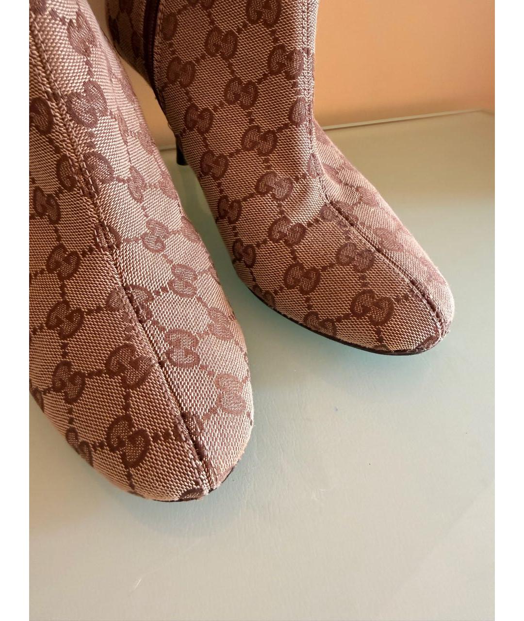 GUCCI Бежевые текстильные сапоги, фото 5