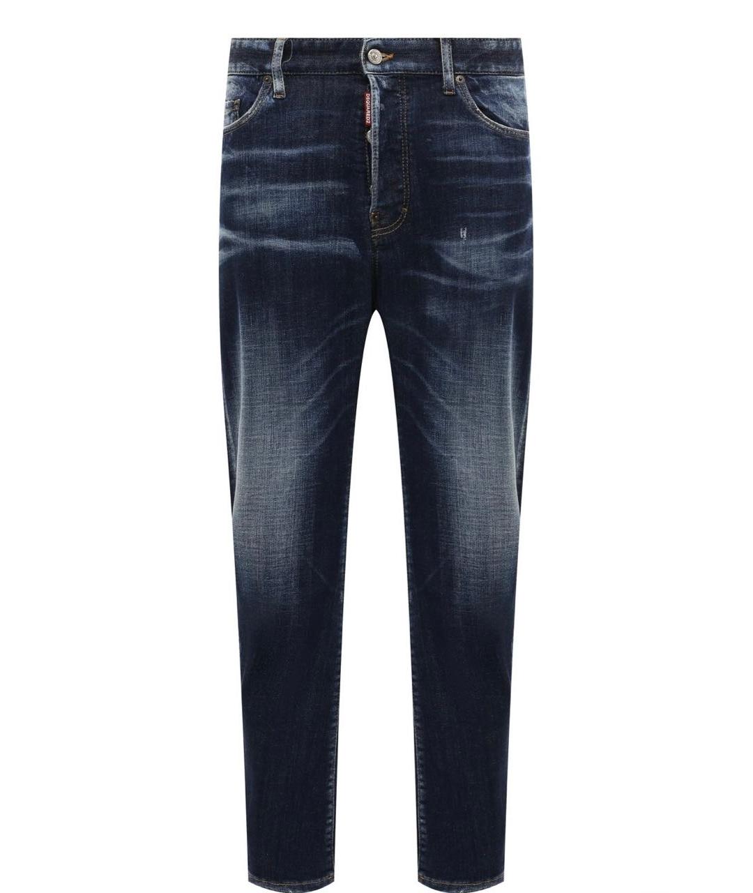 DSQUARED2 Темно-синие хлопко-эластановые джинсы скинни, фото 1