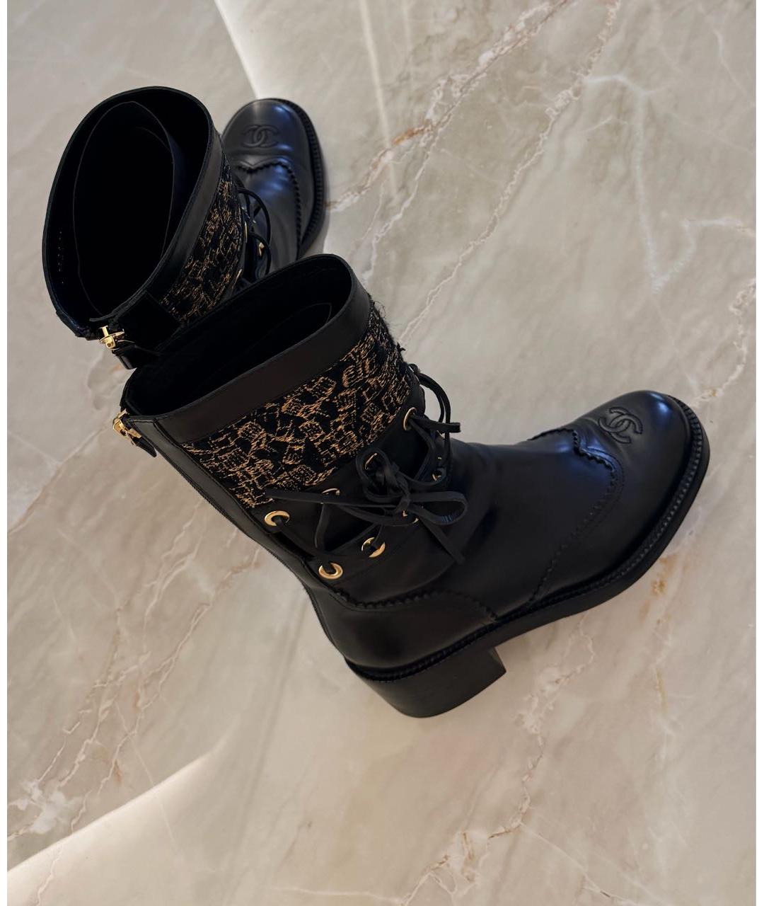 CHANEL Черные кожаные сапоги, фото 3