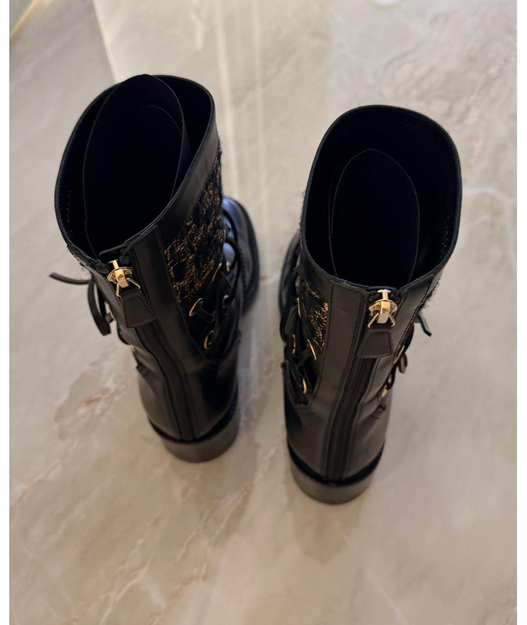 CHANEL Черные кожаные сапоги, фото 4