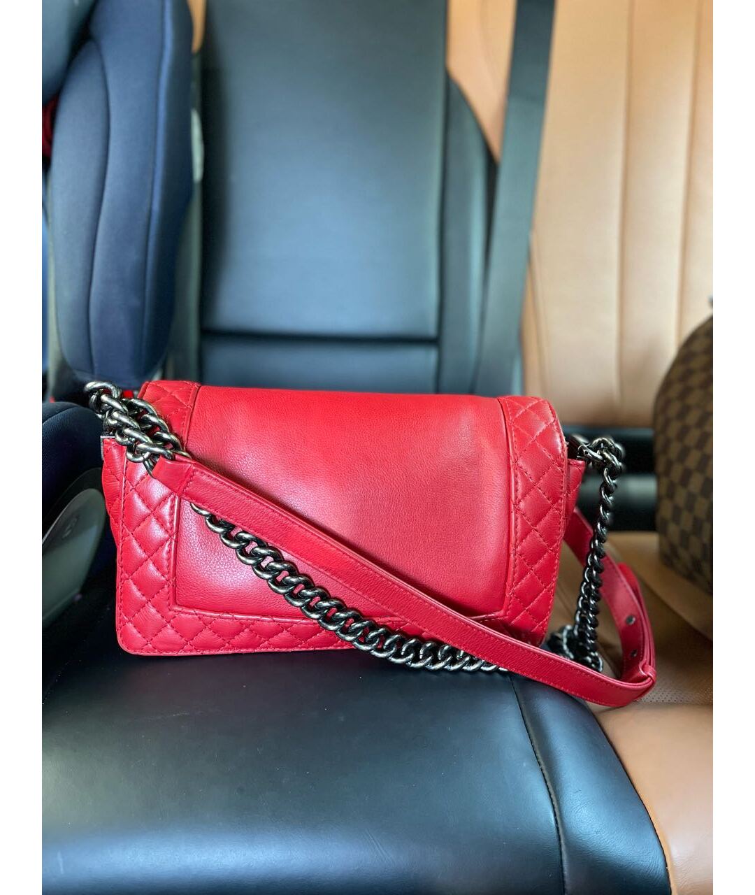 CHANEL PRE-OWNED Красная кожаная сумка через плечо, фото 2