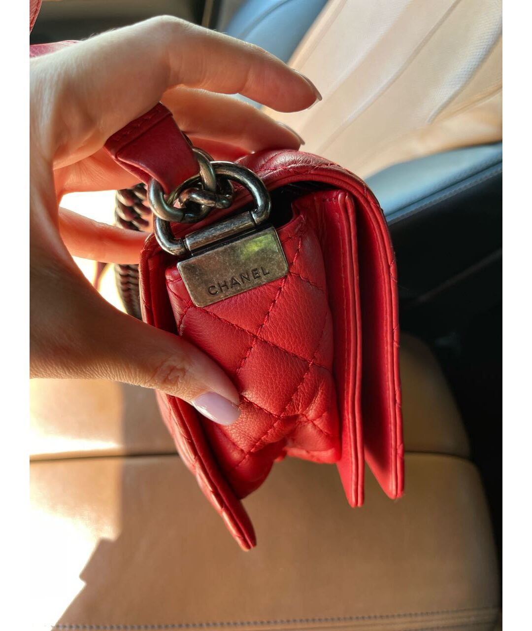 CHANEL PRE-OWNED Красная кожаная сумка через плечо, фото 8