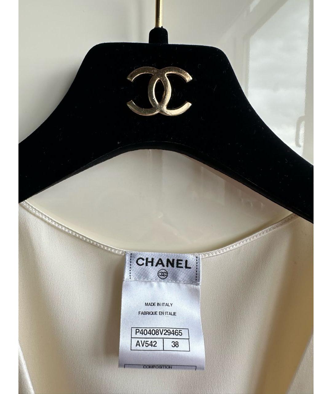 CHANEL Белая шелковая блузы, фото 3