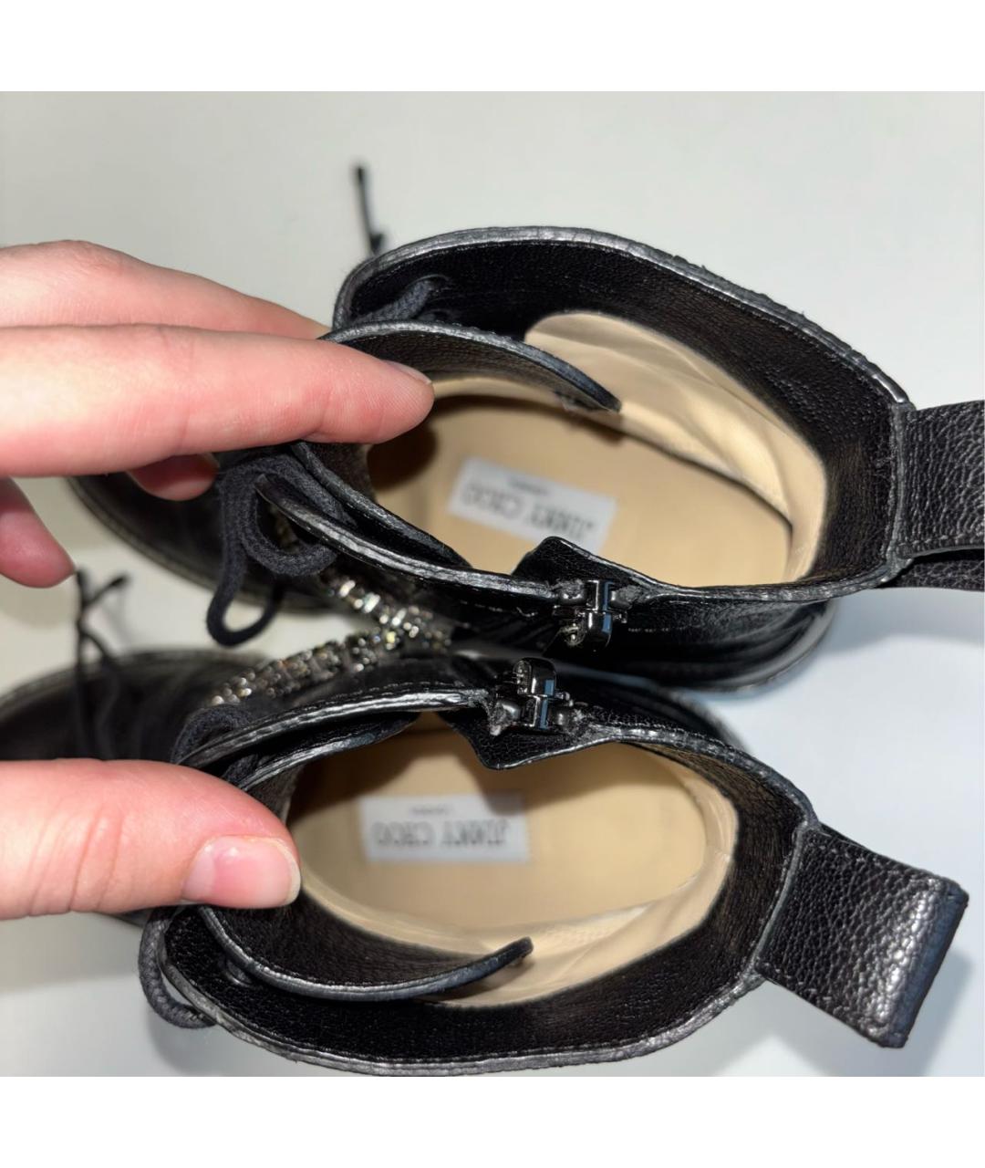 JIMMY CHOO Черные кожаные ботинки, фото 3