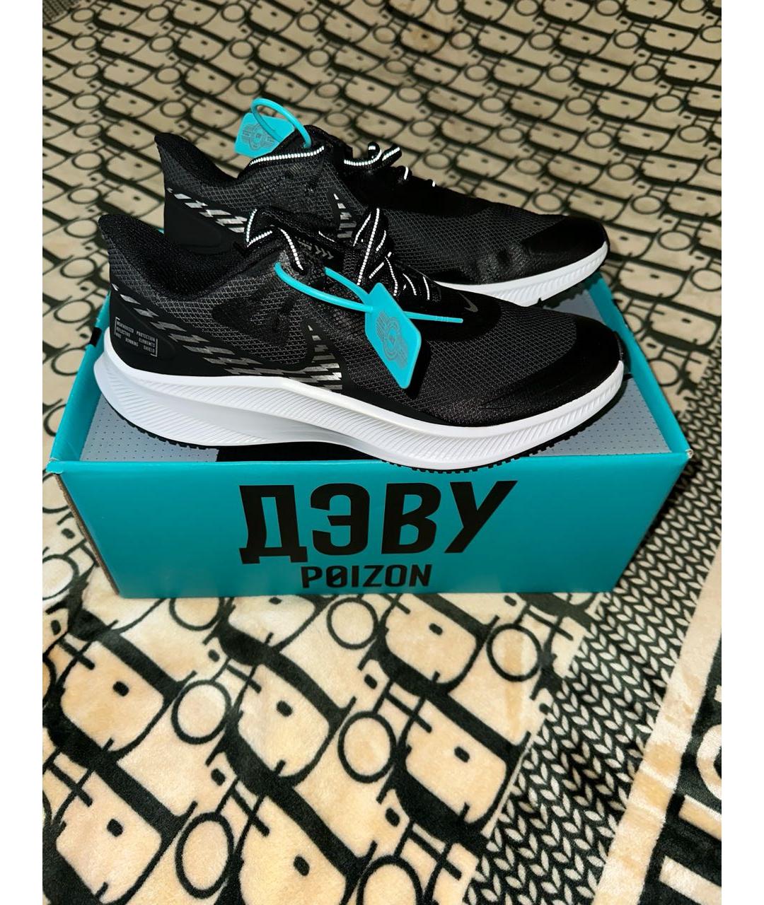 NIKE Черные синтетические низкие кроссовки / кеды, фото 4