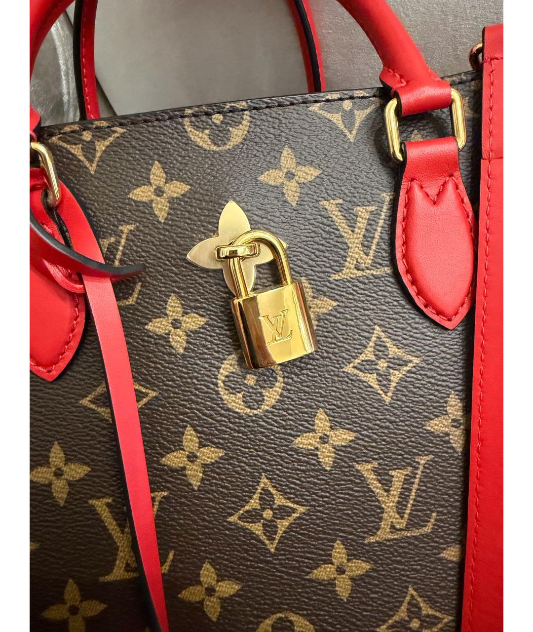 LOUIS VUITTON Коричневая кожаная сумка с короткими ручками, фото 6