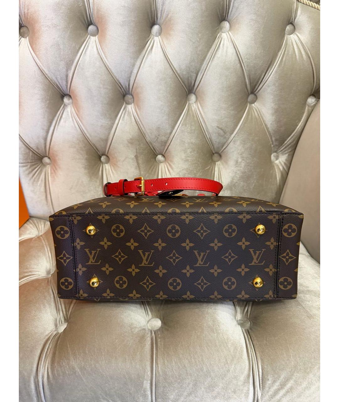 LOUIS VUITTON Коричневая кожаная сумка с короткими ручками, фото 5