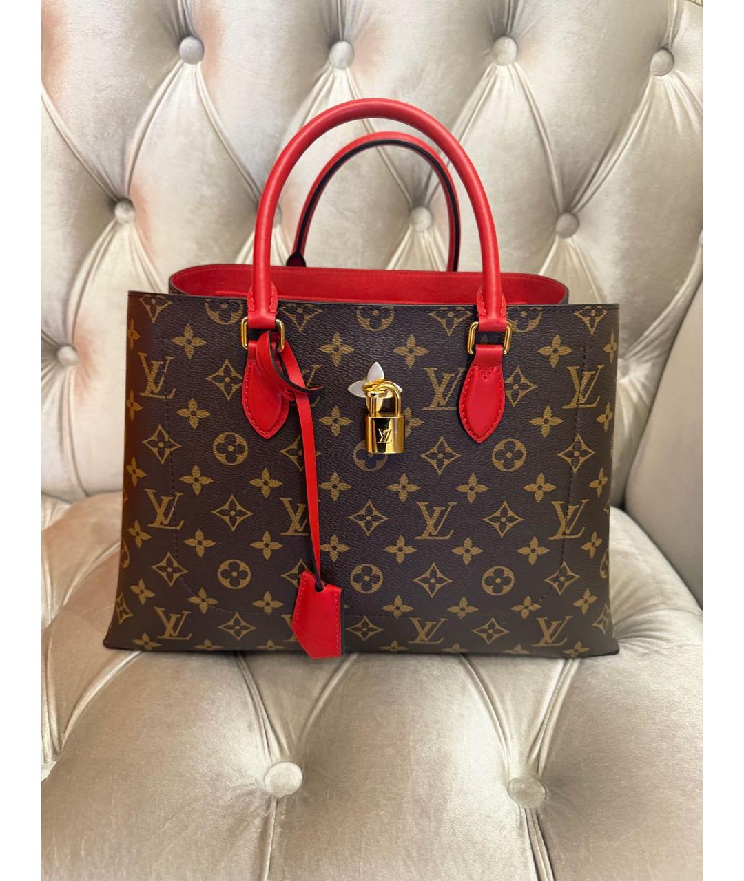 LOUIS VUITTON Коричневая кожаная сумка с короткими ручками, фото 8